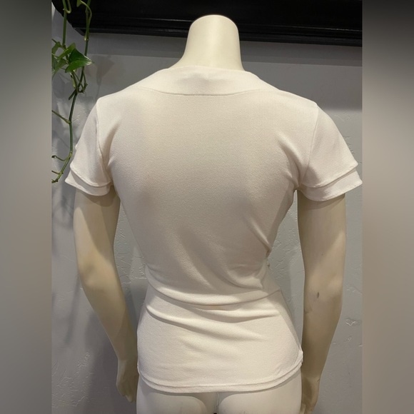 Banana Republic Cream faux wrap Stretch Top size XS - Picture 2 of 6